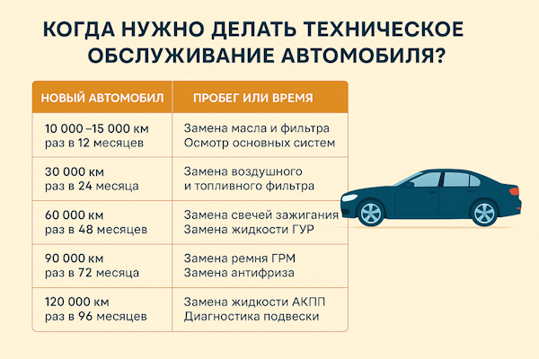 Когда нужно делать техническое обслуживание автомобиля?