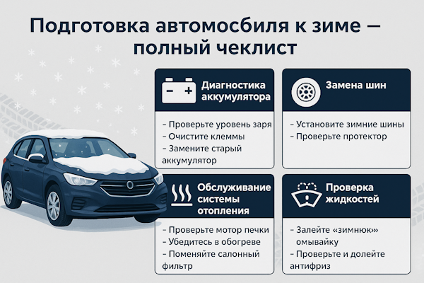 Подготовка автомобиля к зиме — полный чеклист